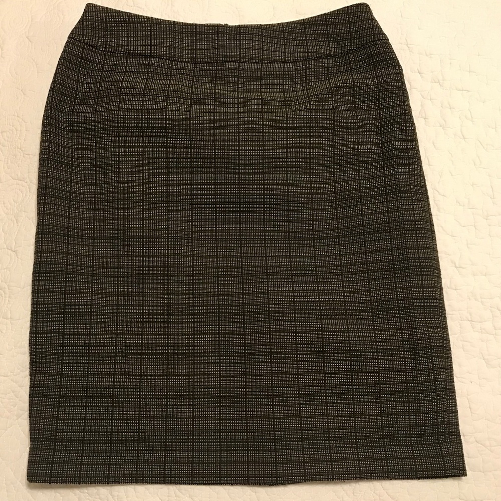 Evan-Picone brown plaid fully lined midi skirt (2P)